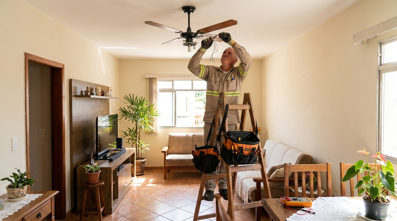 Montagem de ventilador de teto em Carapicuíba‑SP